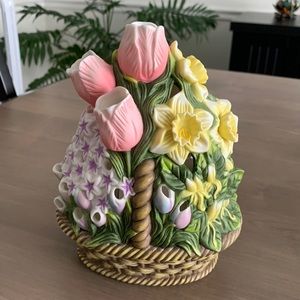 PartyLite Ceramic Floral Tea Light Holder